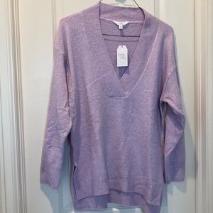 NWT Size Small Oversized Lavender V Neck Drop Shoulder Long Sleeve Tunic Sweater